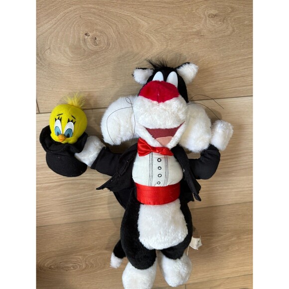 ACE Looney Tunes 1998 Sylvester Tweety Pie Magician Soft Plush Toy 16" Black - Picture 1 of 7